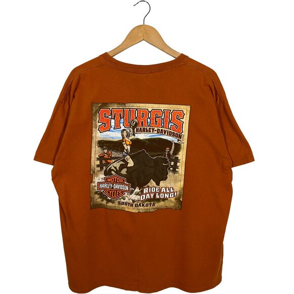 2012 Harley Davidson Sturgis Rally Crew Tee Burnt Orange men's size XL - Picture 2 of 8